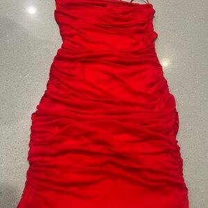 SHEIN Red Ruched Sweetheart Bodycon Mini Dress
